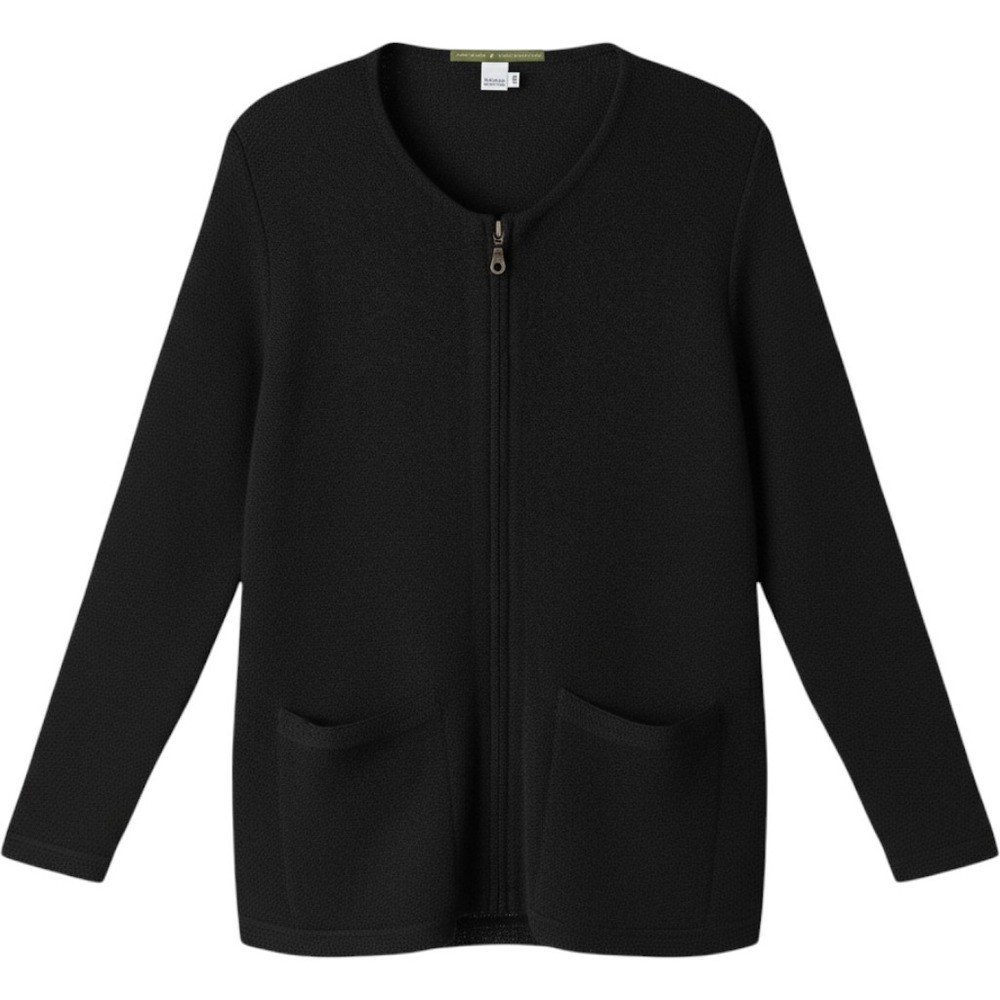 Peruvian Connection 100% Alpaca Cardigan XS Black Zip Front Sweater Pockets